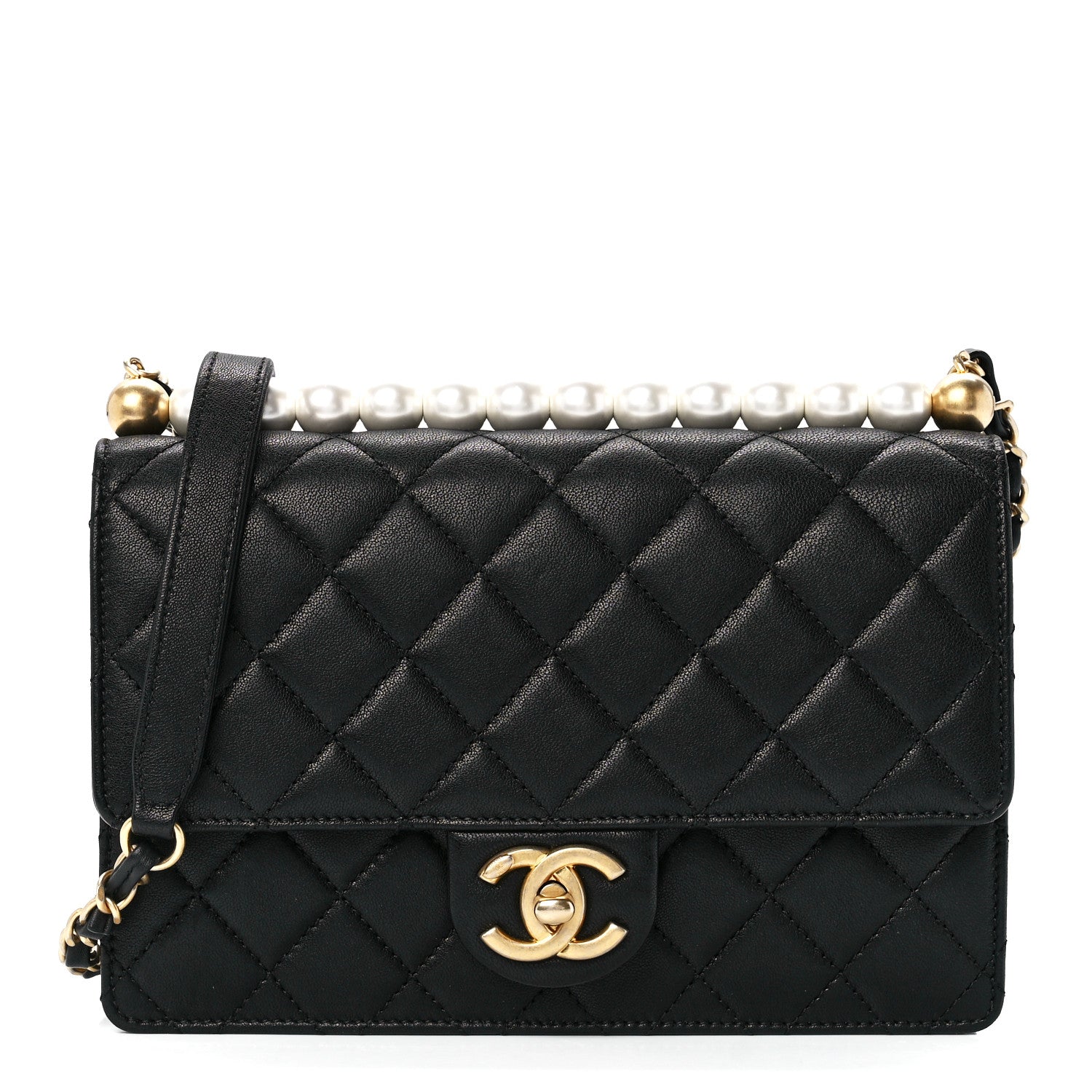 Chanel Lambskin Quilted Small Chic Pearls Flap Black 1 of 12