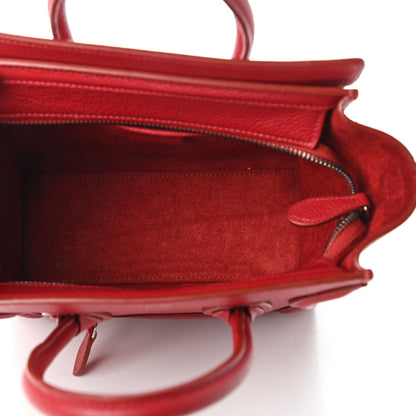 Celine Drummed Calfskin Nano Luggage Red 5 of 10