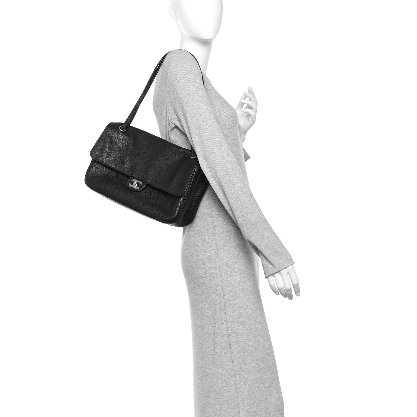 Grained Calfskin Small Souplissimo Maxi Flap Black