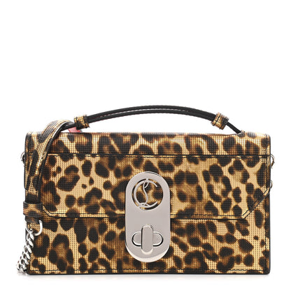 Christian Louboutin Metallic Calfskin Coins Leopard Print Small Elisa Baguette Gold Silver 1 of 10
