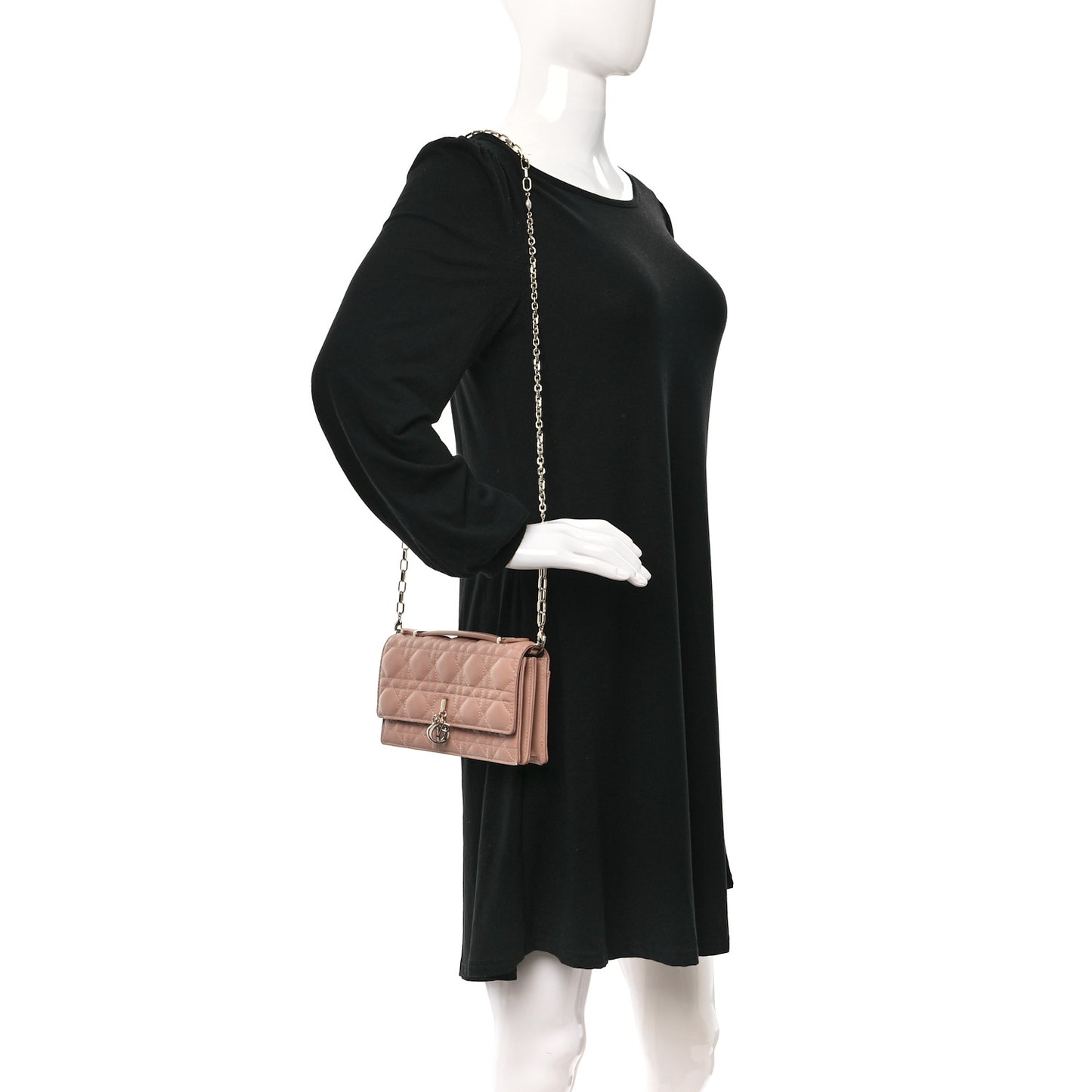 Lambskin Cannage Mini My Dior Top Handle Clutch Rose Des Vents