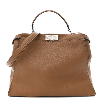 Fendi Cuoio Romano Selleria Bi-Color Large Peekaboo Iconic Satchel  Mou Deserto 1 of 11
