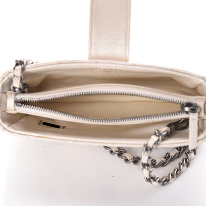 Chanel Metallic Calfskin Quilted Lucky Charms Mini Phone Holder Clutch Ivory 5 of 11