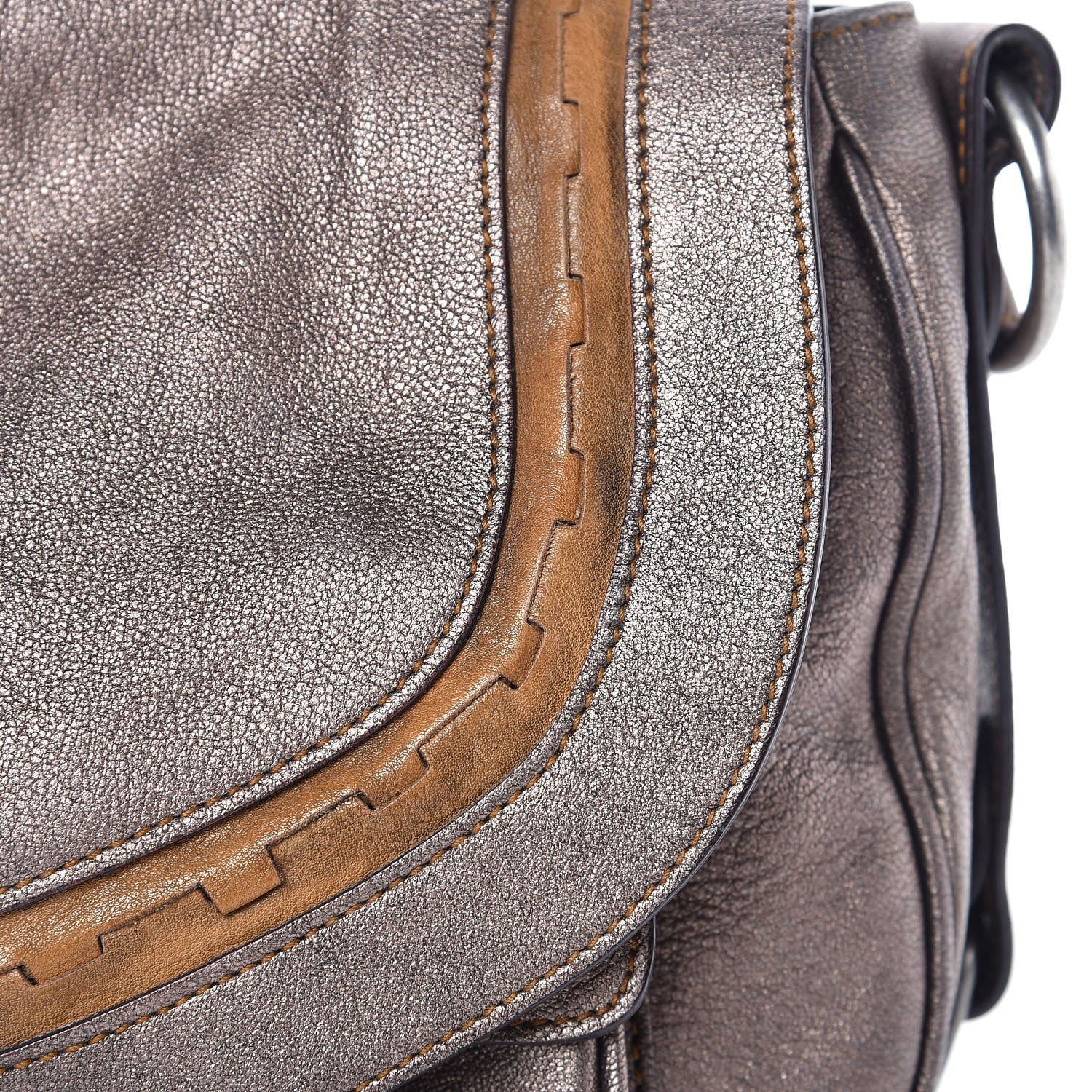 Christian Dior Metallic Calfskin Medium Gaucho Double Saddle Bag Bronze 8 of 9
