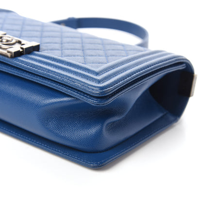 Chanel Caviar Quilted Medium Boy Flap Blue 8 of 11