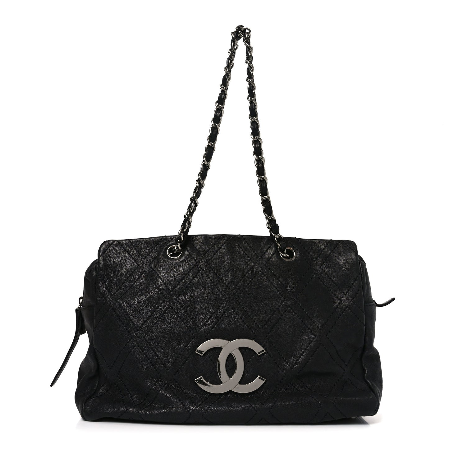 Calfskin Small Diamond Stitch Tote Black