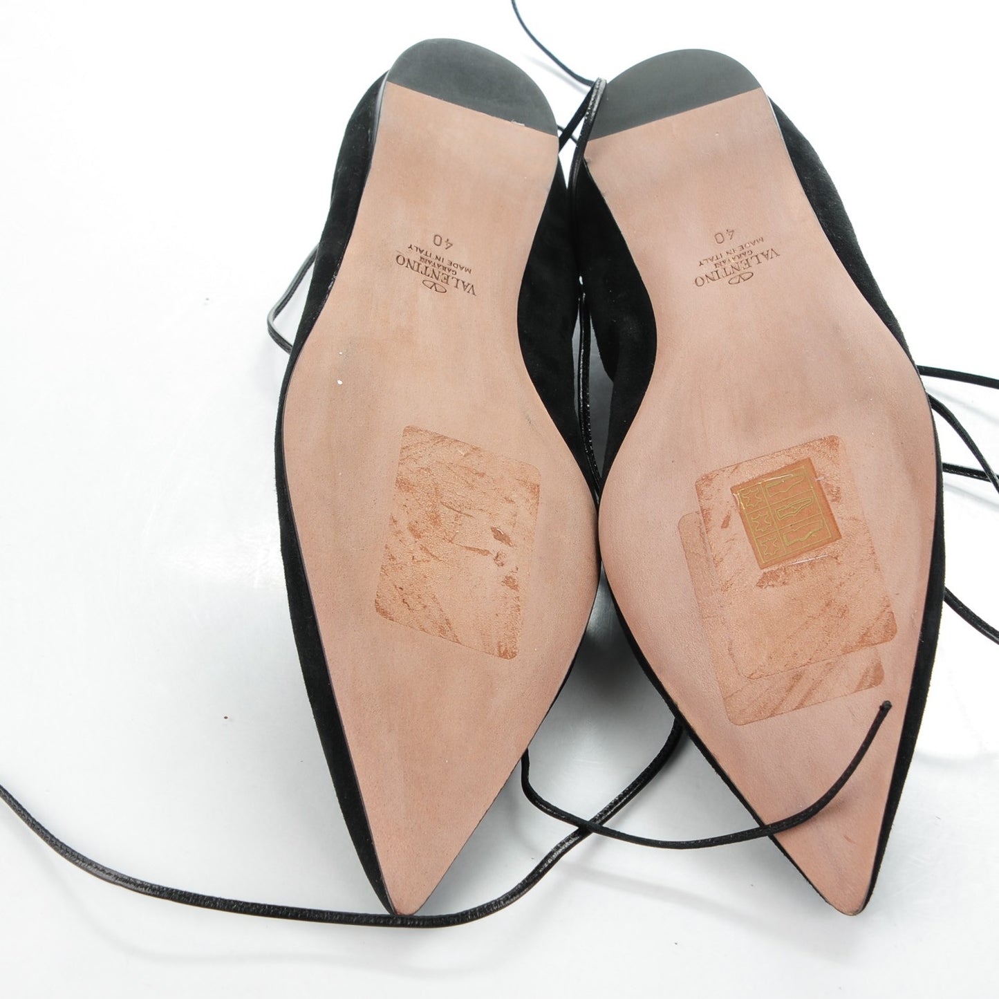 Suede Rockstud Gladiator Lace Up Ballerina Flats 40 Black