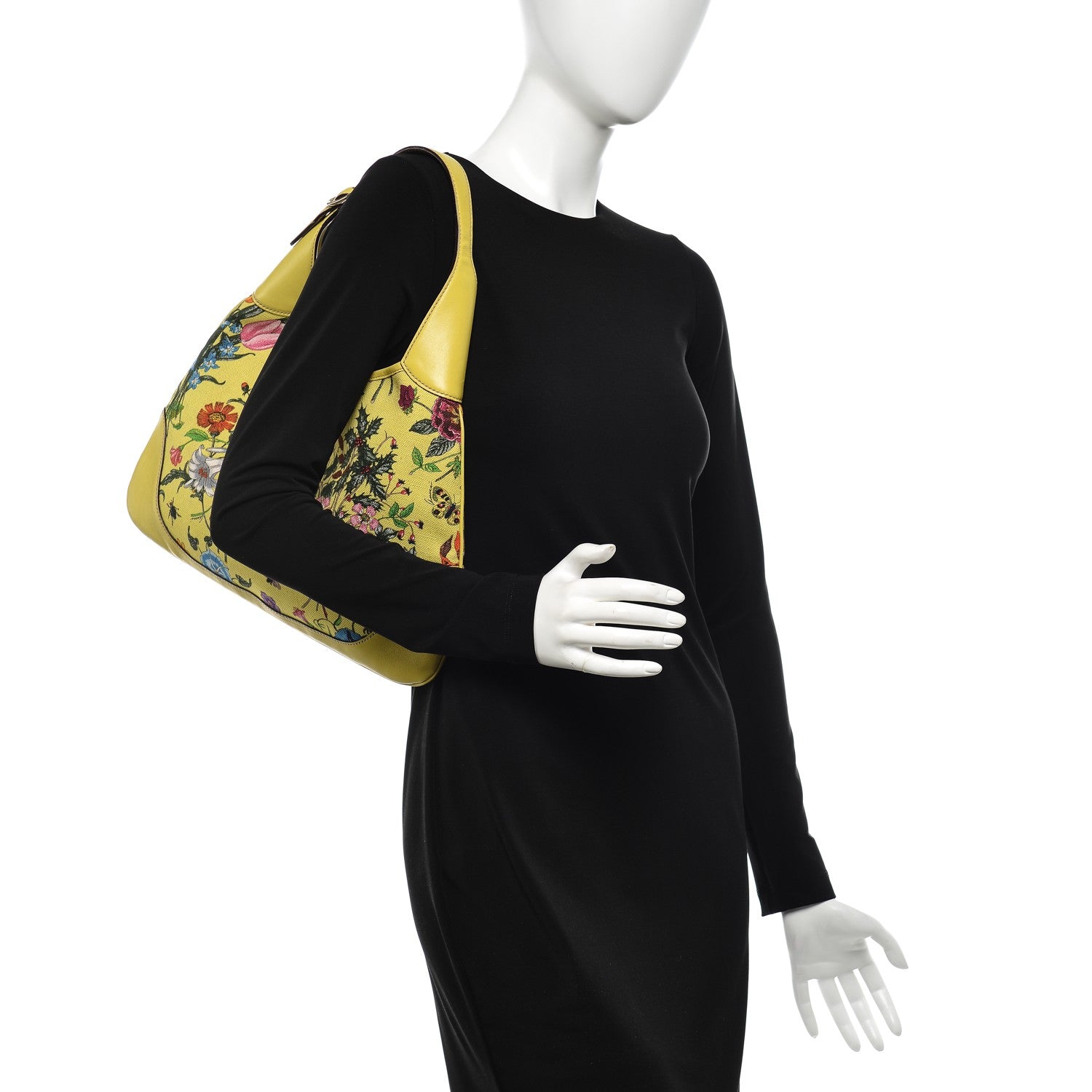 Gucci Canvas Floral Flora Jackie O Bouvier Hobo Yellow 2 of 8
