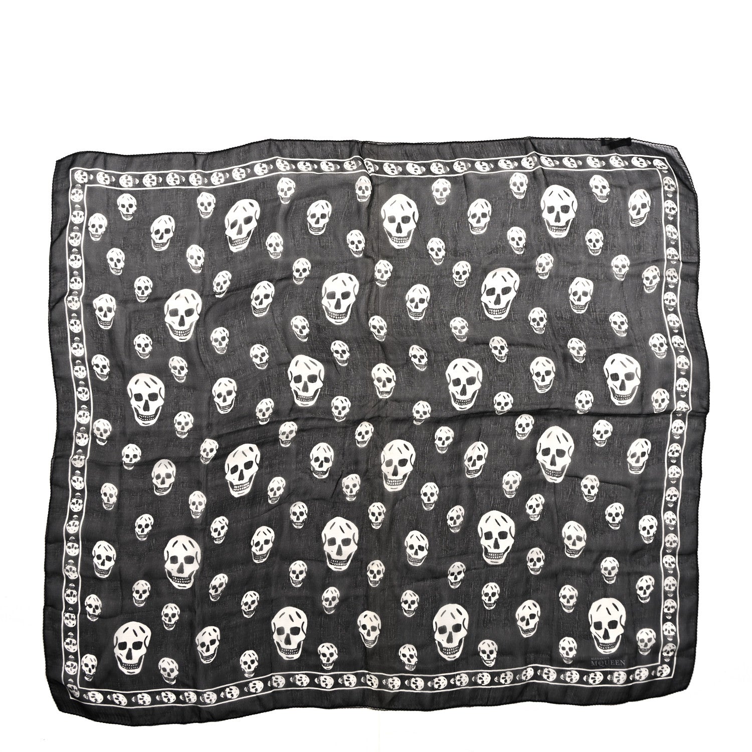 Alexander McQueen Silk Chiffon Skull Scarf Black Ivory 1 of 3