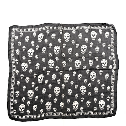 Alexander McQueen Silk Chiffon Skull Scarf Black Ivory 1 of 3