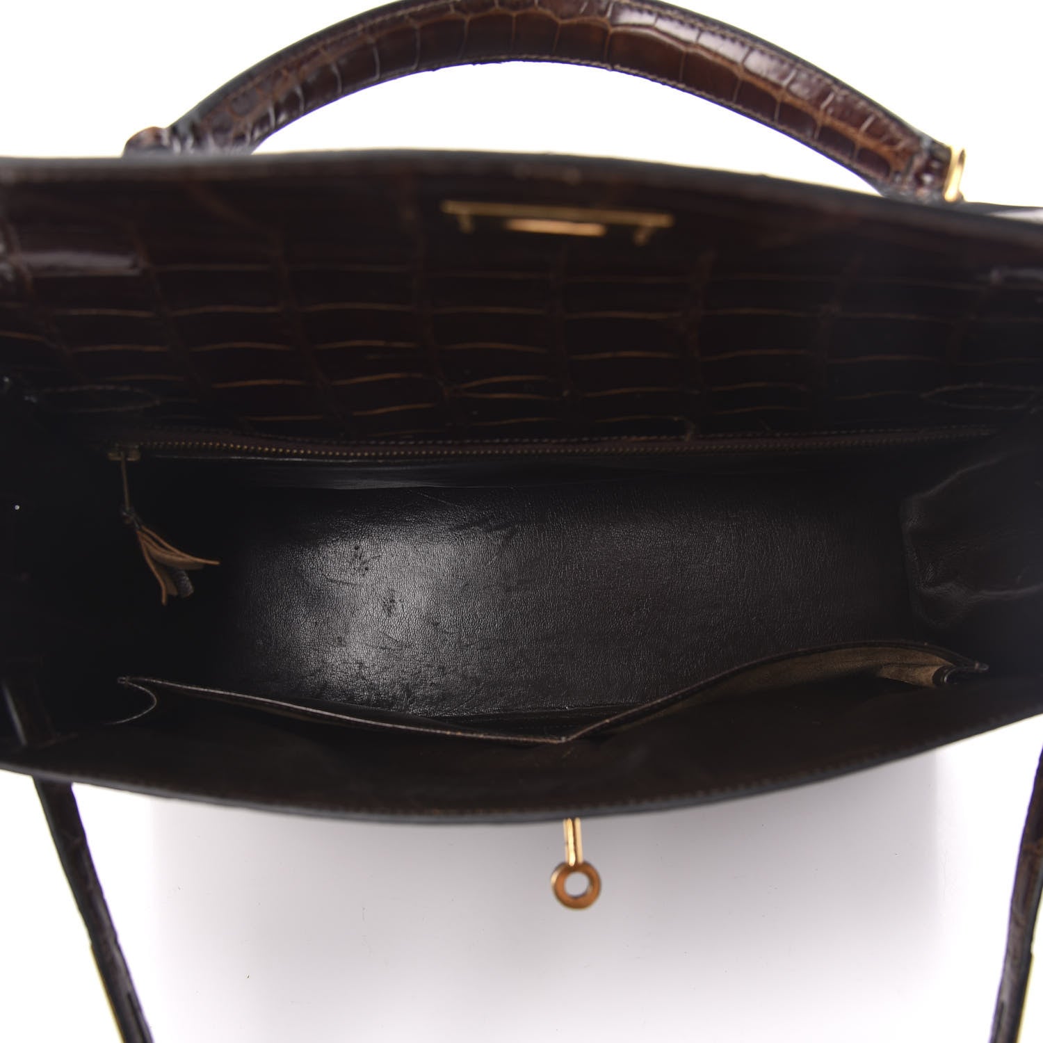 Hermes Shiny Niloticus Crocodile Kelly Sellier 32 Havane 7 of 30