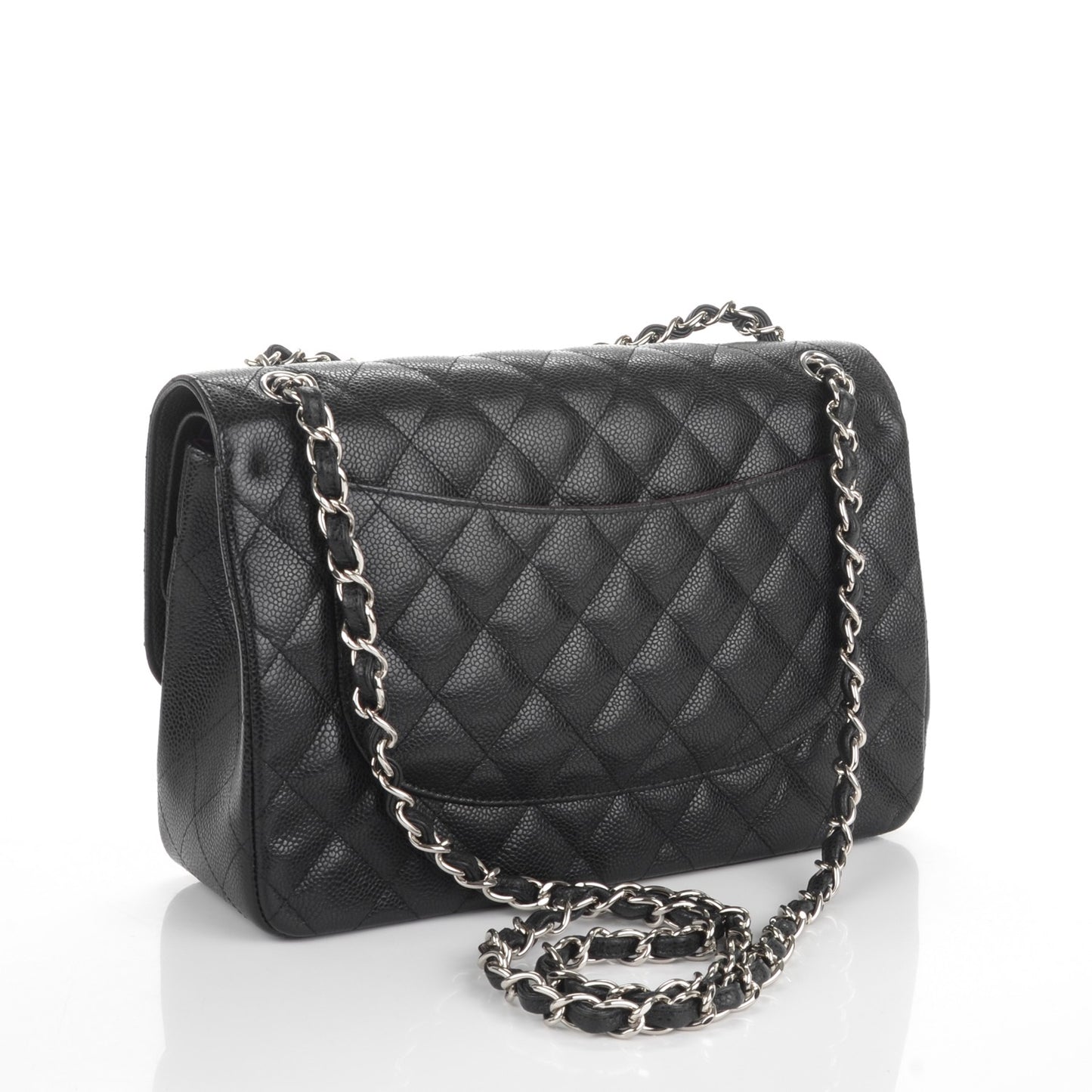 Caviar Quilted Jumbo Double Flap Black