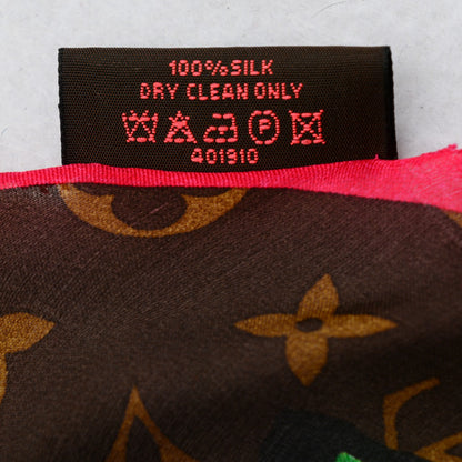Louis Vuitton Silk Monogram Roses Scarf Marron 6 of 7