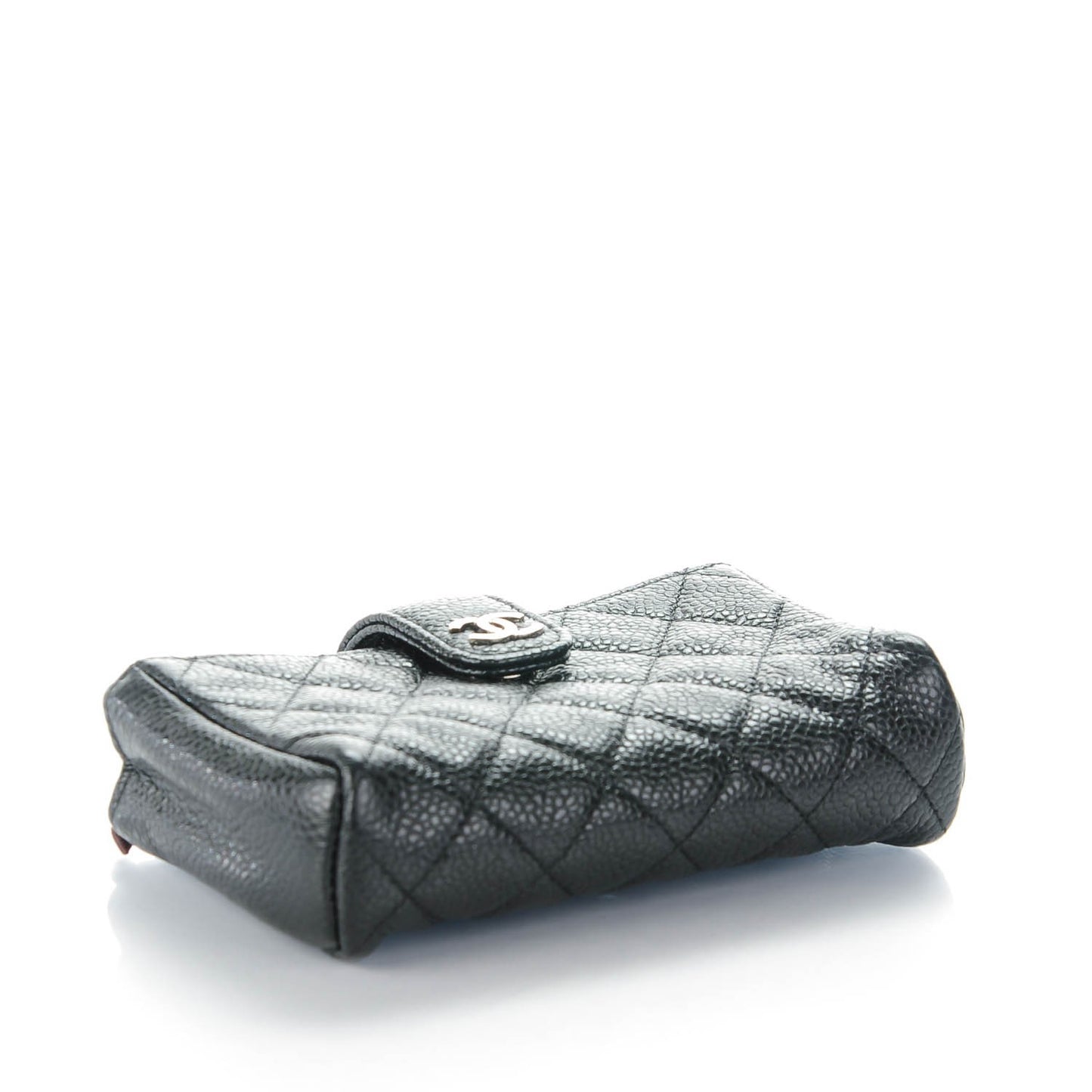 Caviar Quilted Mini Phone Holder Clutch Black