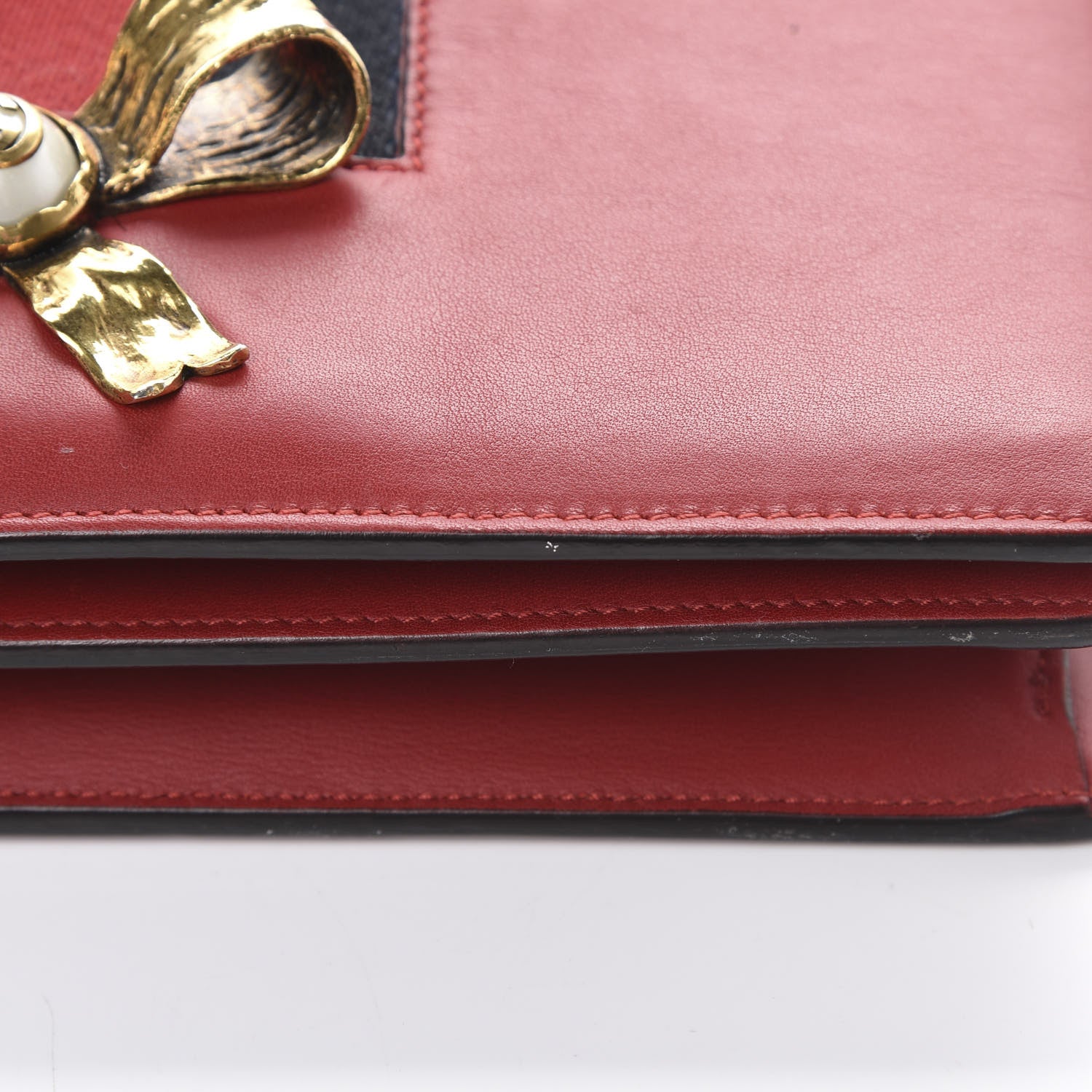 Gucci Calfskin Web Medium Peony Chain Shoulder Bag Red 14 of 16