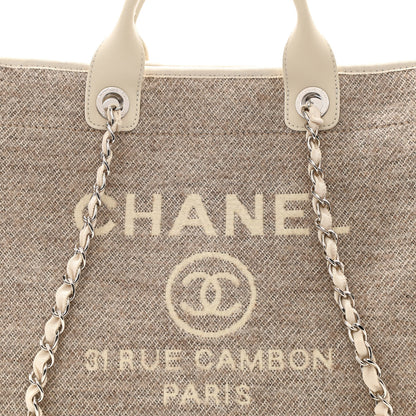 Chanel Mixed Fibers Calfskin Medium Deauville Tote Light Grey 7 of 9