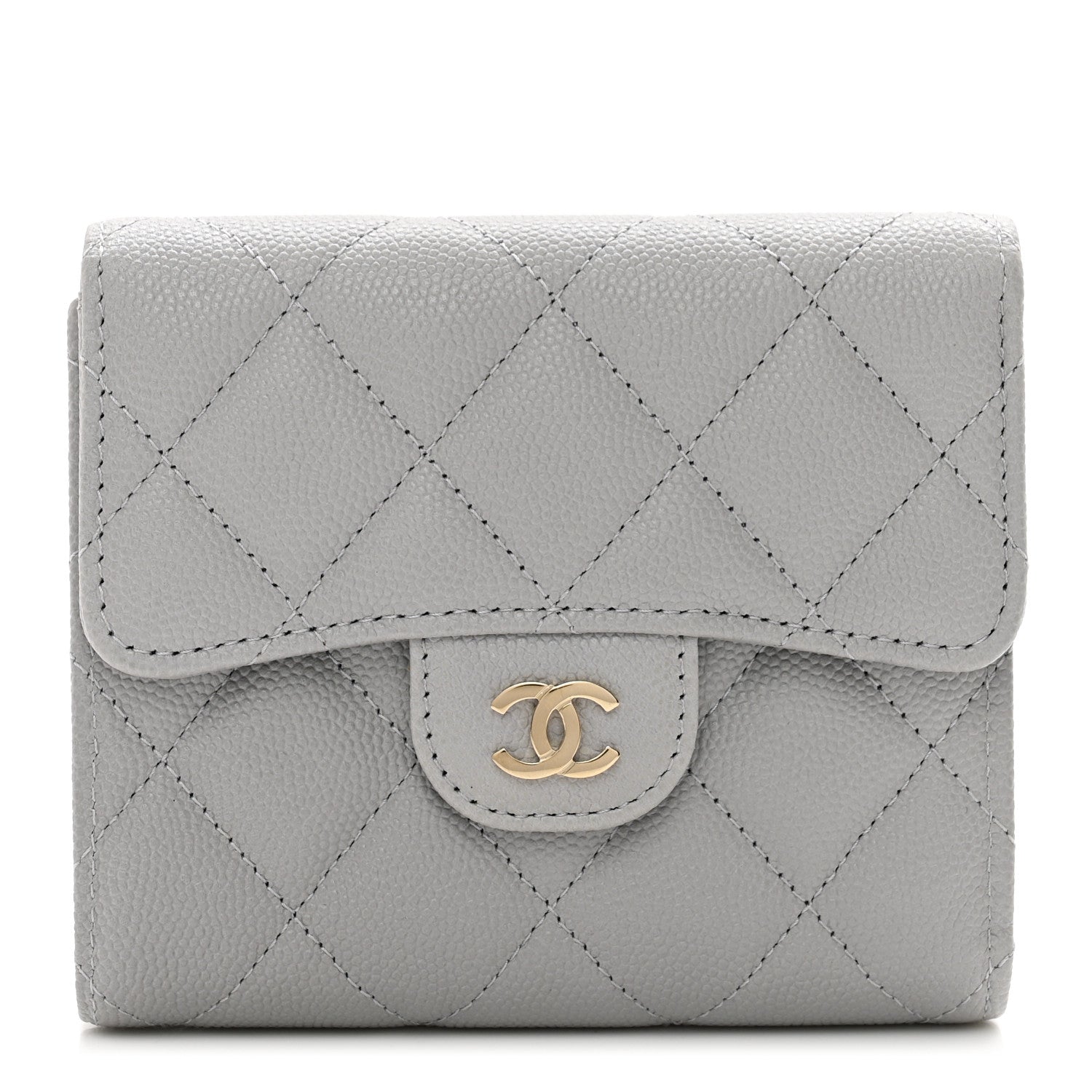Chanel Caviar Quilted Compact Flap Wallet Grey 1 of 8