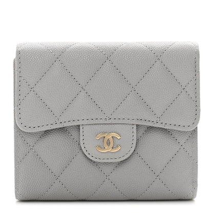 Chanel Caviar Quilted Compact Flap Wallet Grey 1 of 8