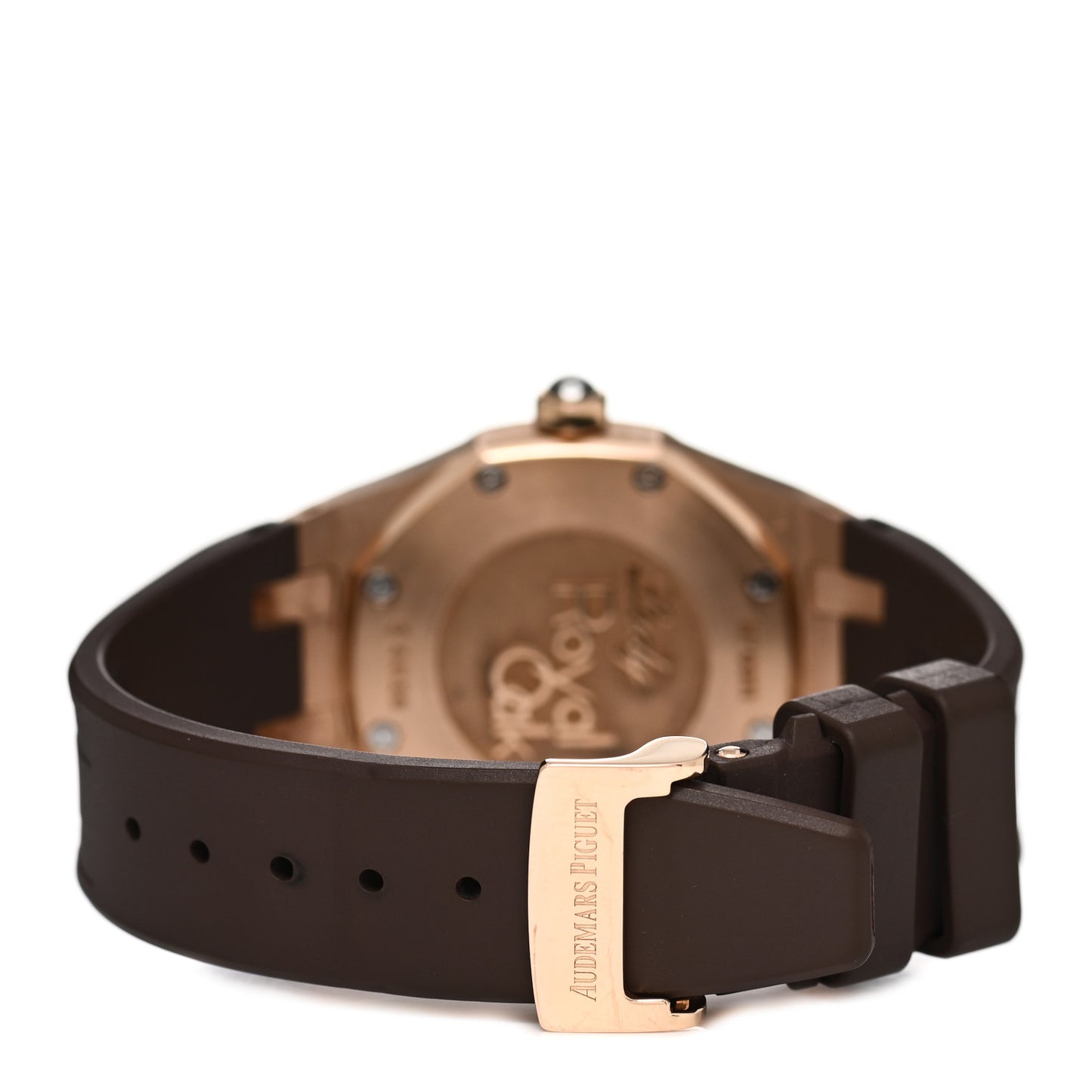 18K Rose Gold Rubber Diamond 33mm Royal Oak Quartz Watch Brown 67621OR.ZZ.D080CA.01