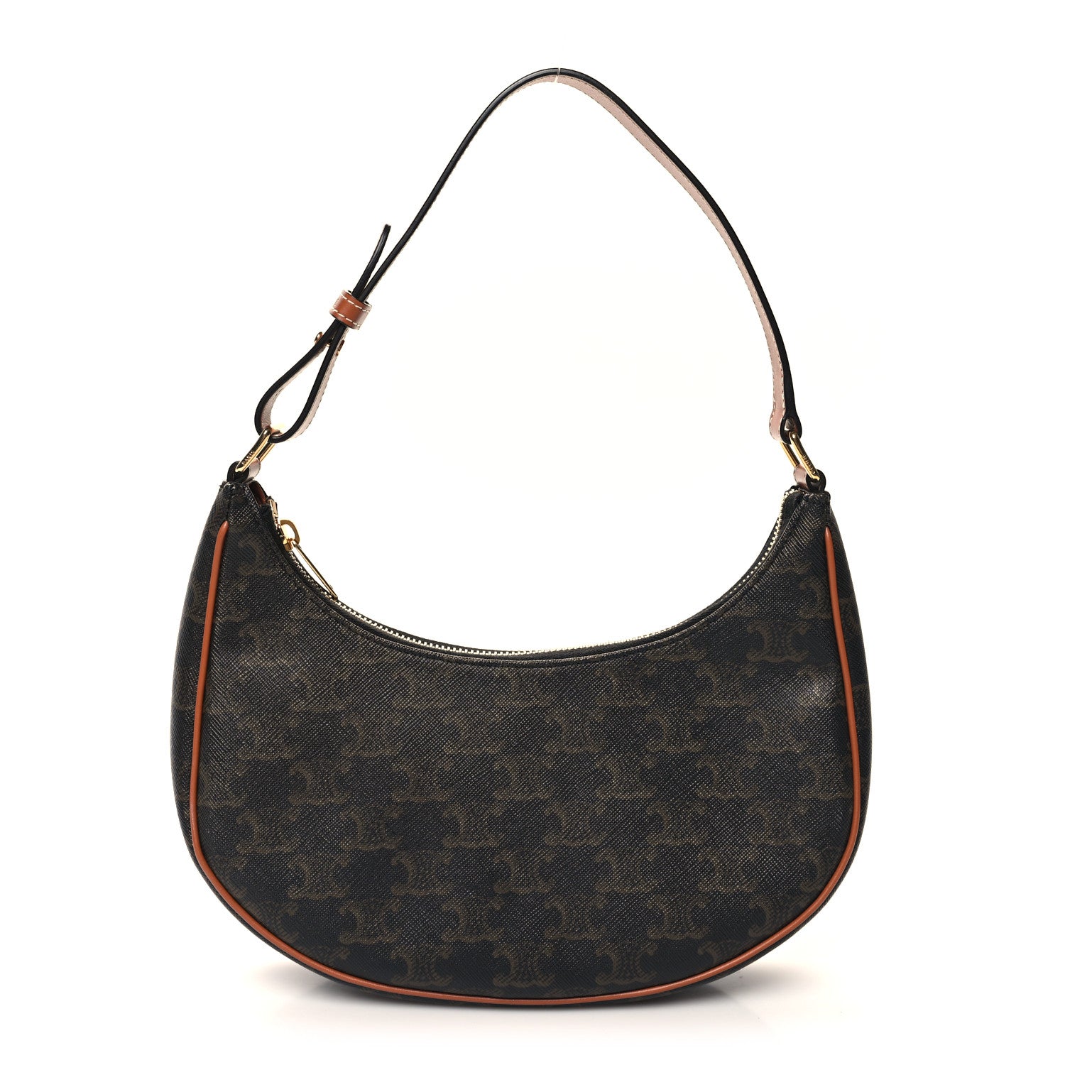Celine Triomphe Canvas Calfskin Ava Shoulder Bag Tan 1 of 10