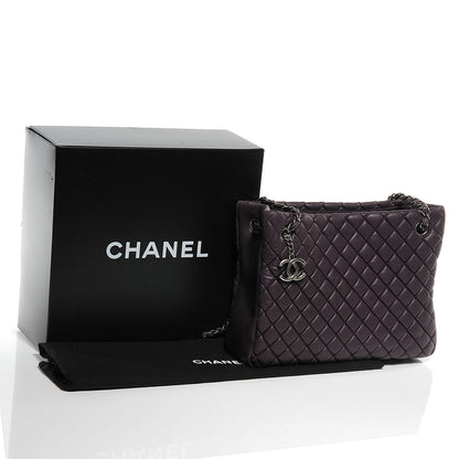 Chanel Iridescent Calfskin New Bubble Quilt Small Tote Plum 5 of 8