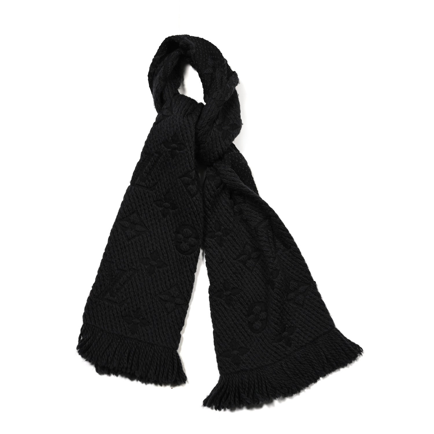 Louis Vuitton Wool Silk Logomania Scarf Charcoal 1 of 6