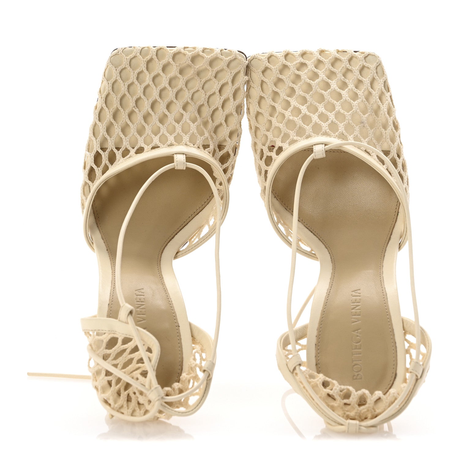 Bottega Veneta Mesh Nappa Stretch Ankle Tie Sandals 37.5