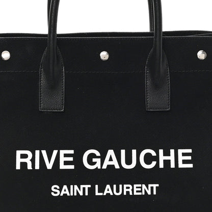 Saint Laurent Linen Calfskin Rive Gauche North South Tote Black 8 of 12