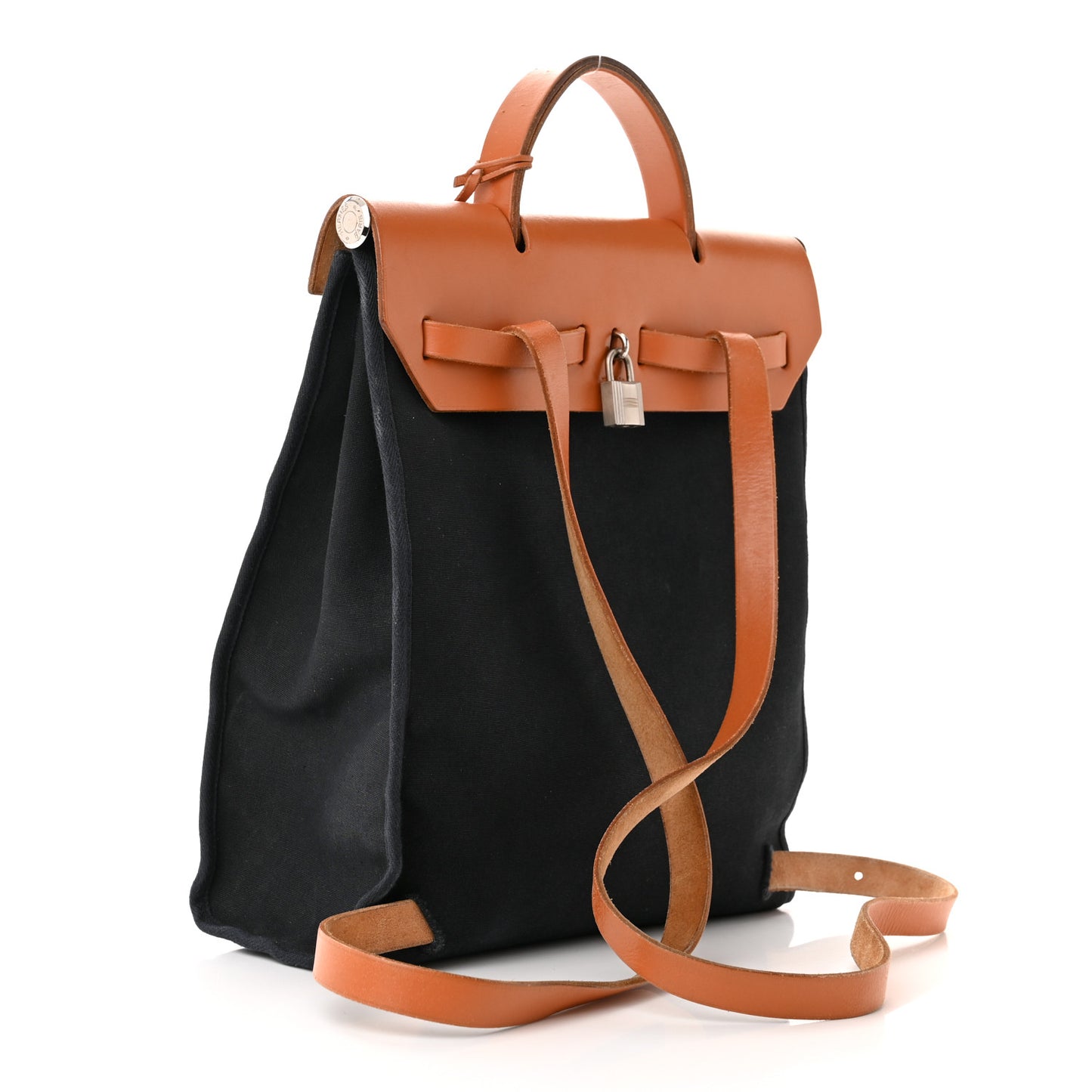 Toile Vache Calfskin Herbag 30 PM Backpack Black Natural