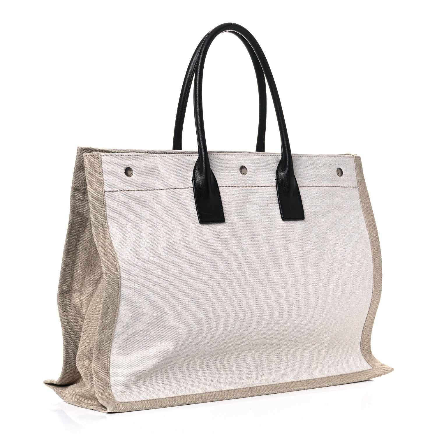 Saint Laurent Linen Calfskin Rive Gauche Tote Optic White 3 of 11