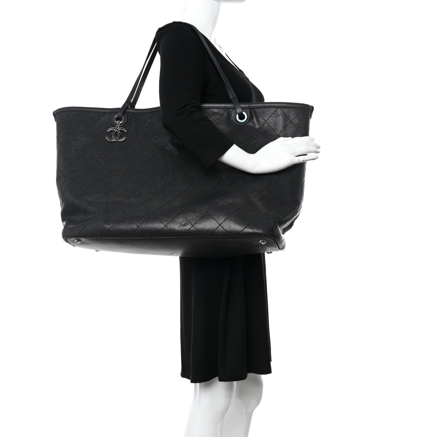 Chanel Grained Calfskin Large Shopping Fever Tote Black 2 of 16