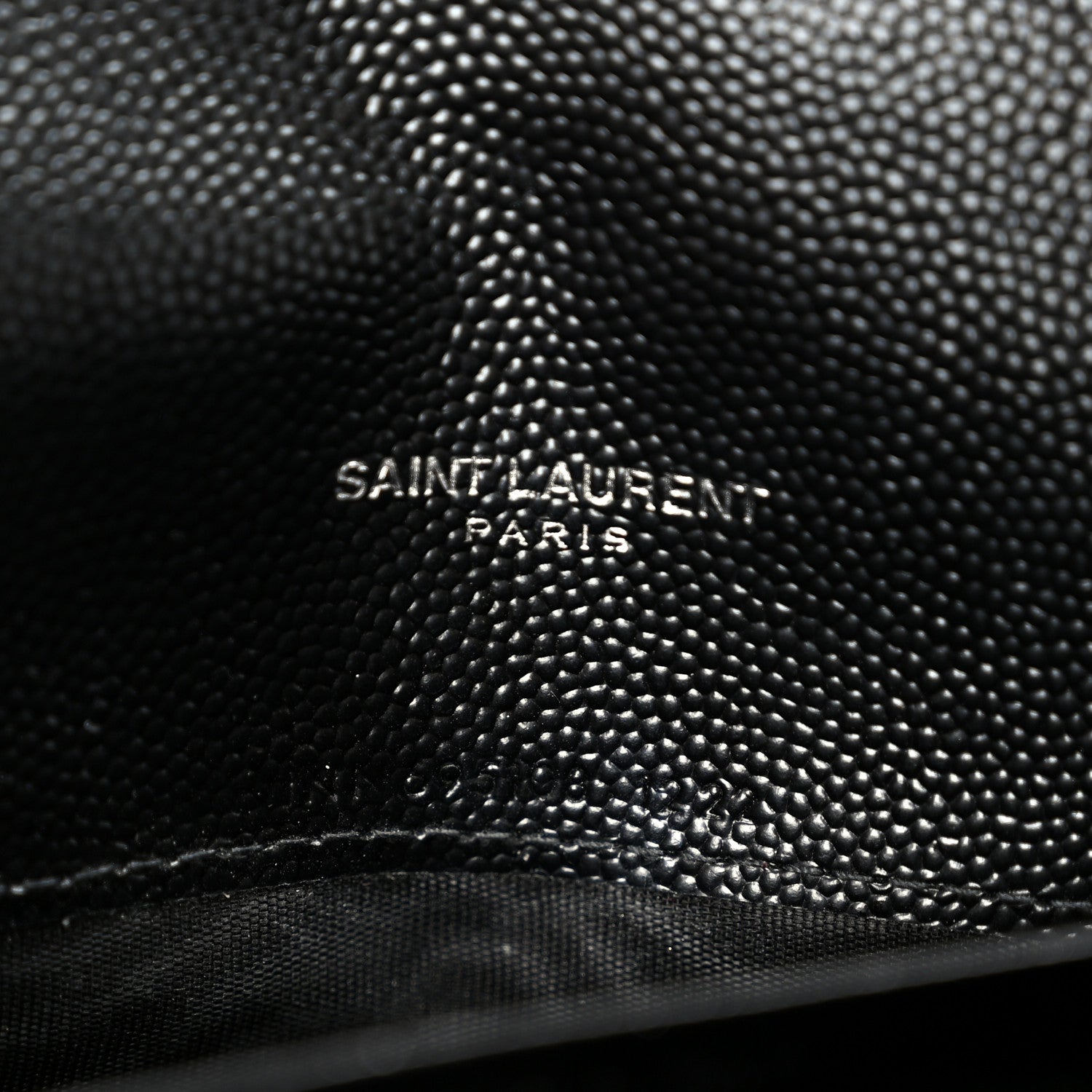 Saint Laurent Grain De Poudre Matelasse Chevron Monogram Envelope Chain Wallet Black 7 of 10