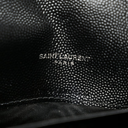 Saint Laurent Grain De Poudre Matelasse Chevron Monogram Envelope Chain Wallet Black 7 of 10
