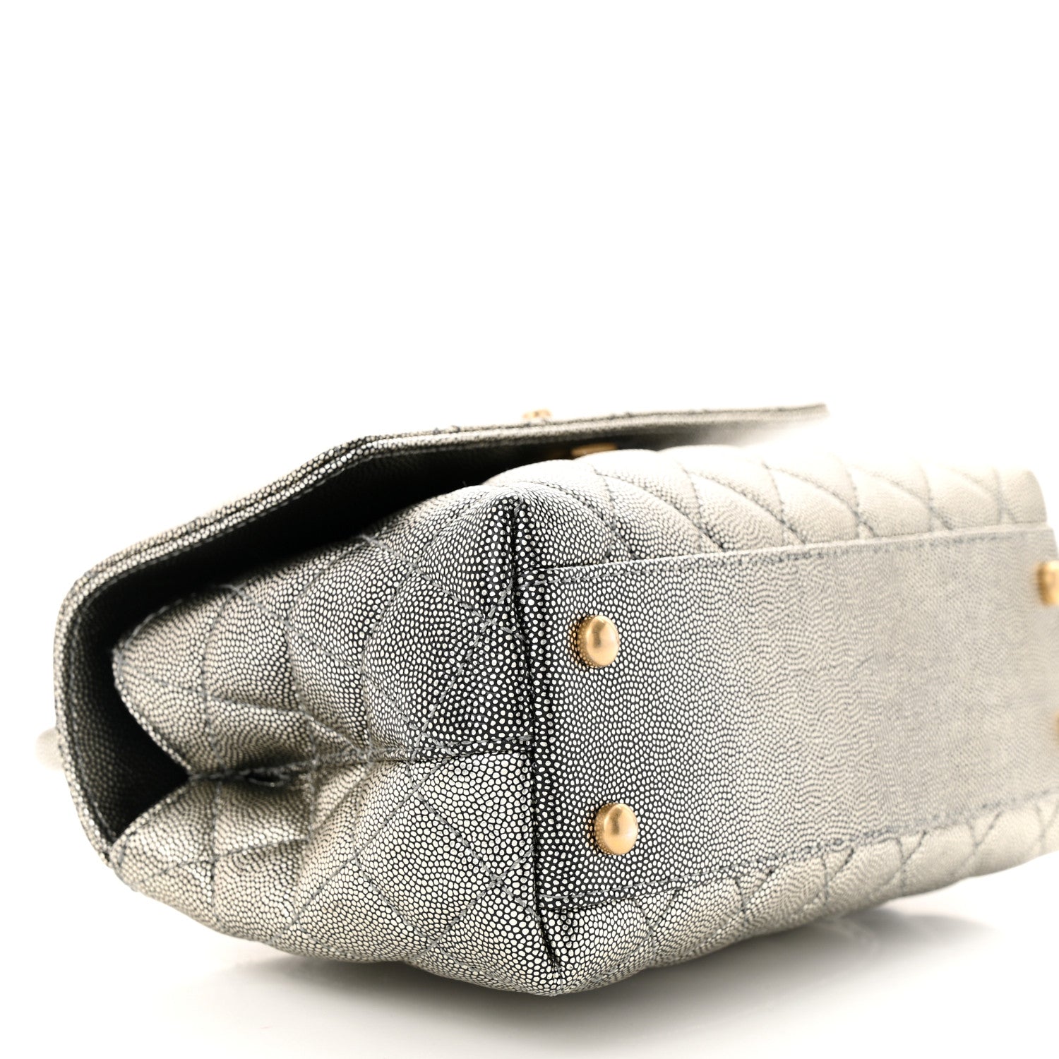Chanel Metallic Caviar Quilted Mini Coco Handle Flap Silver 9 of 11