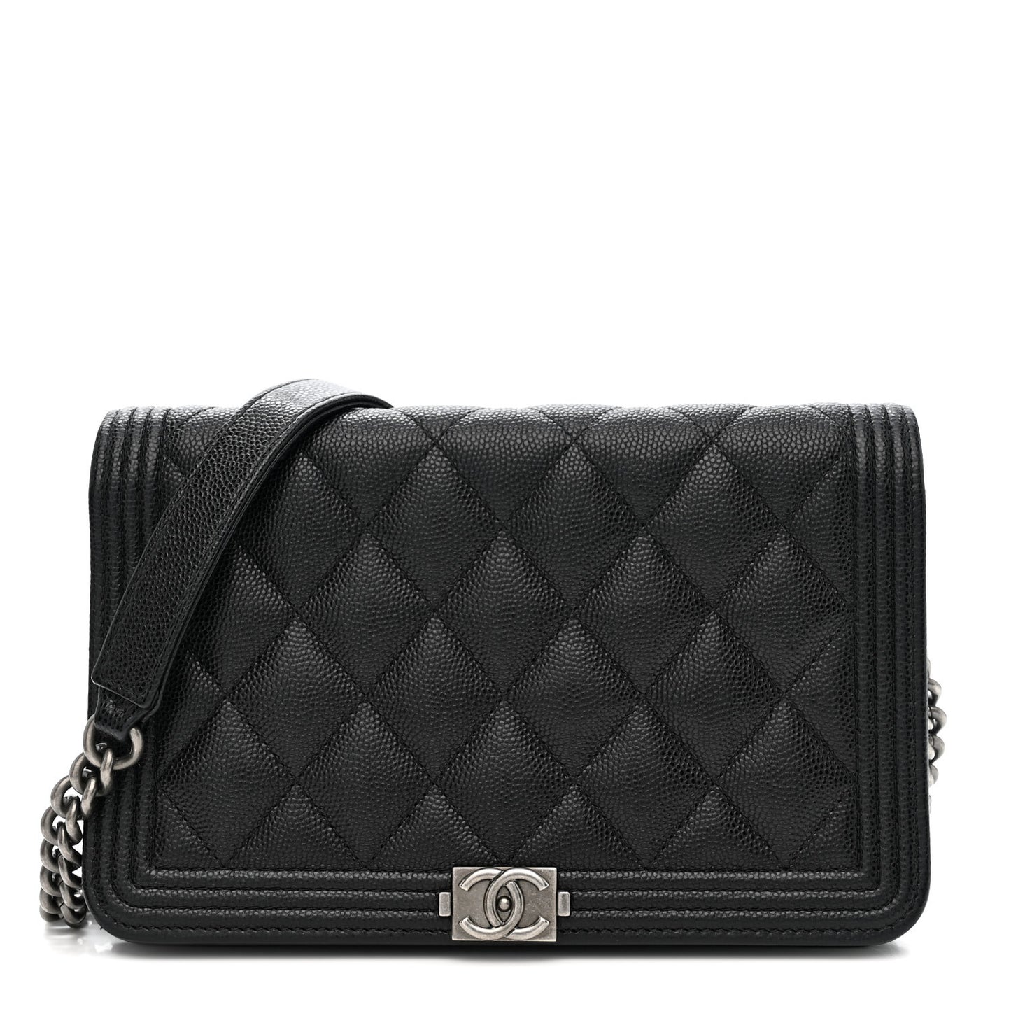 Caviar Quilted Boy Wallet On Chain WOC Black