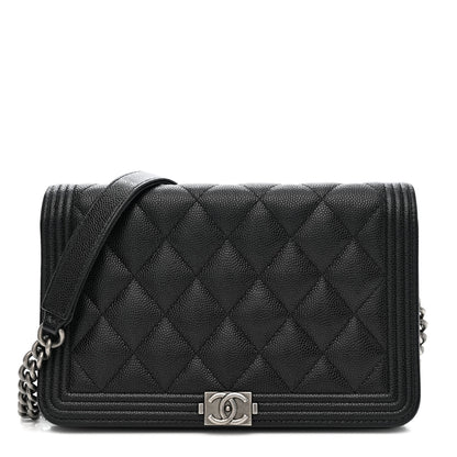 Chanel Caviar Quilted Boy Wallet On Chain WOC Black 1 of 11
