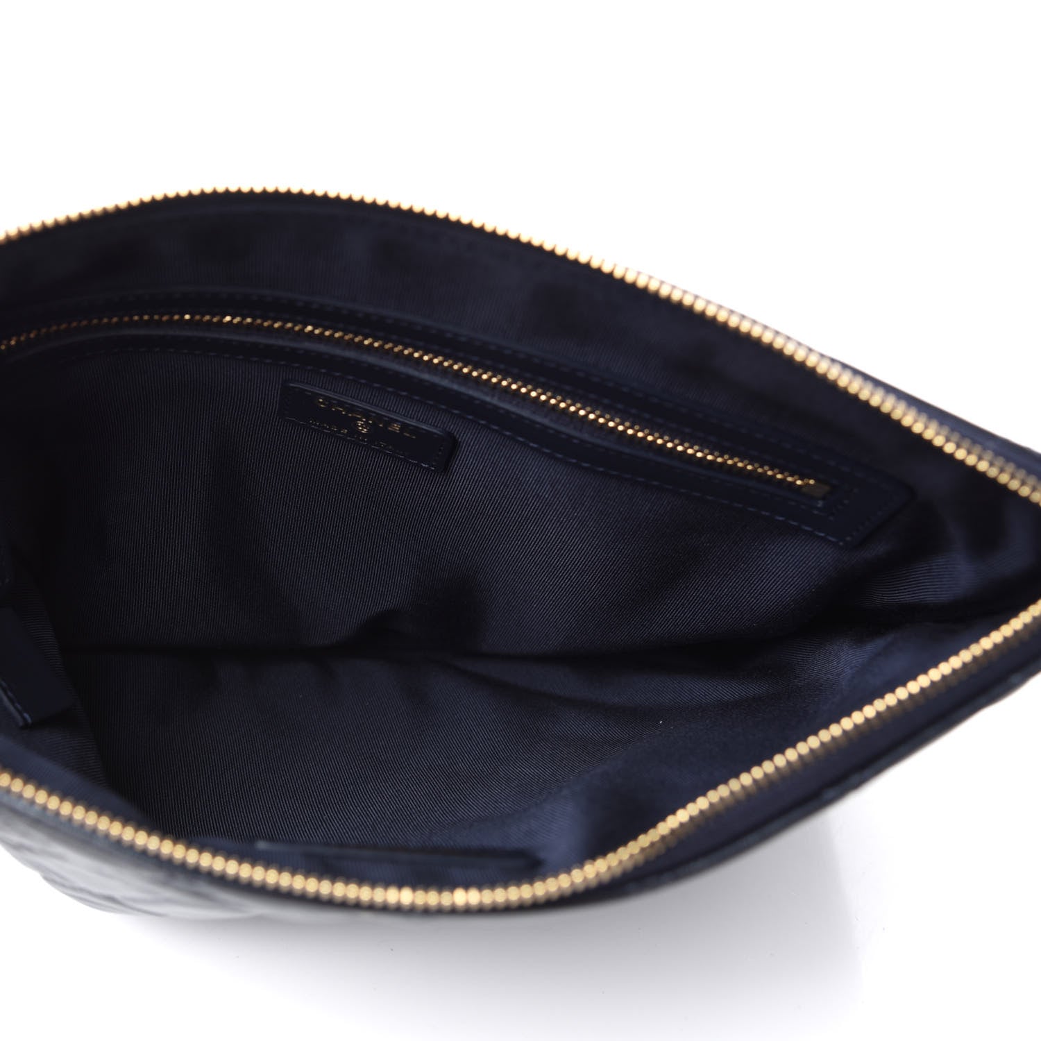 Chanel Lambskin Quilted Pearl Crush Medium Cosmetic Case Dark Blue 5 of 9