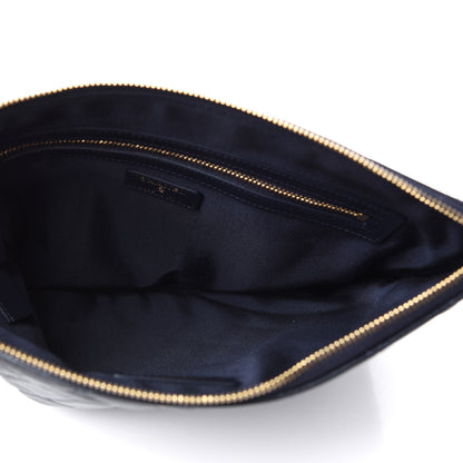 Chanel Lambskin Quilted Pearl Crush Medium Cosmetic Case Dark Blue 5 of 9