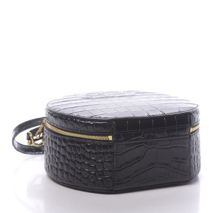 Balenciaga Calfskin Crocodile Embossed Vanity Round Bag XS Black 4 of 9