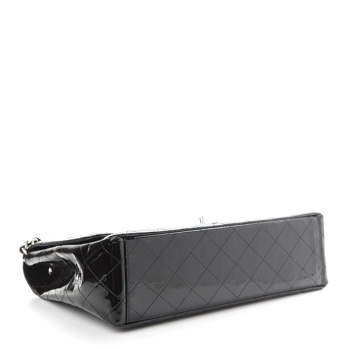 Patent Quilted Maxi Single Flap Black