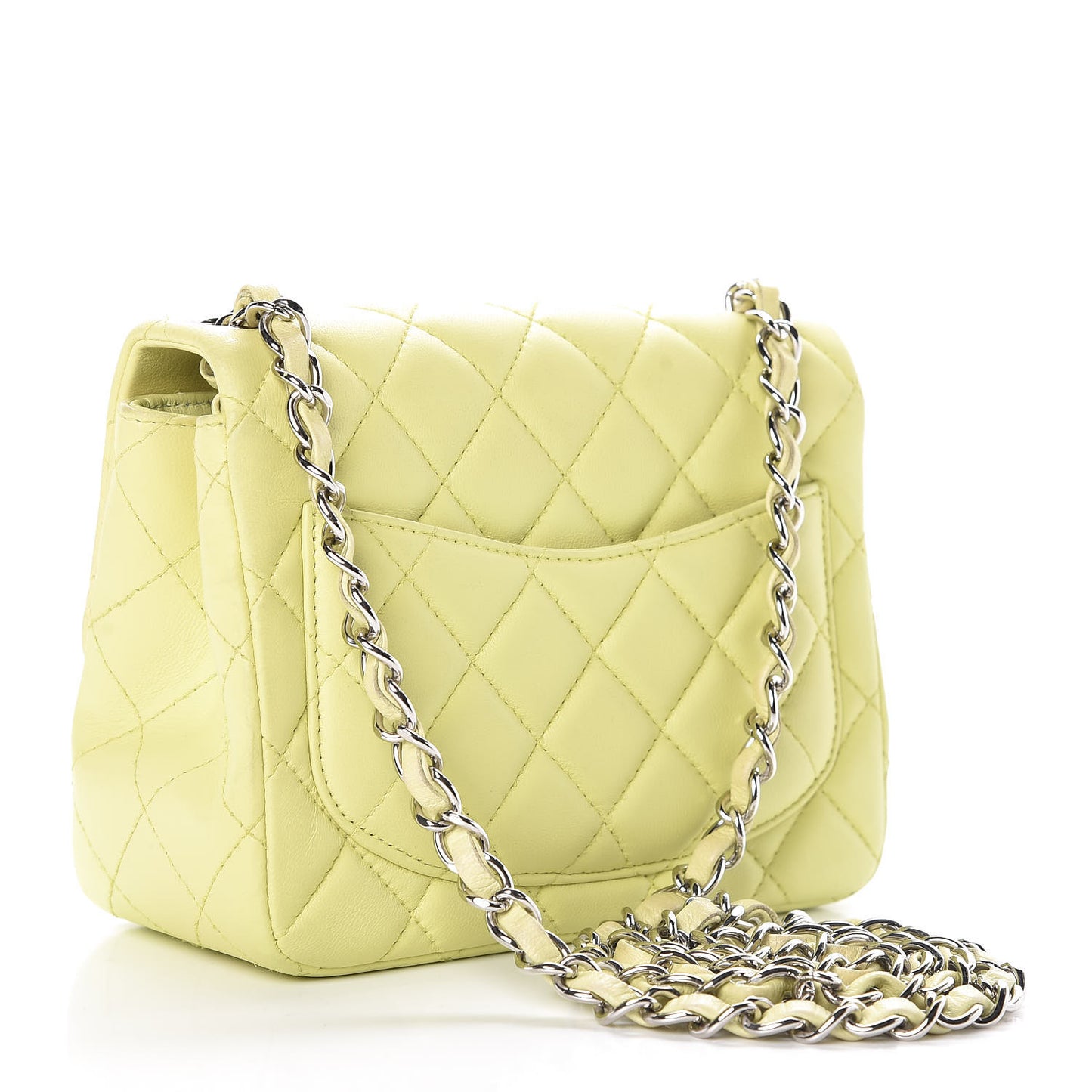 Lambskin Quilted Mini Square Flap Yellow