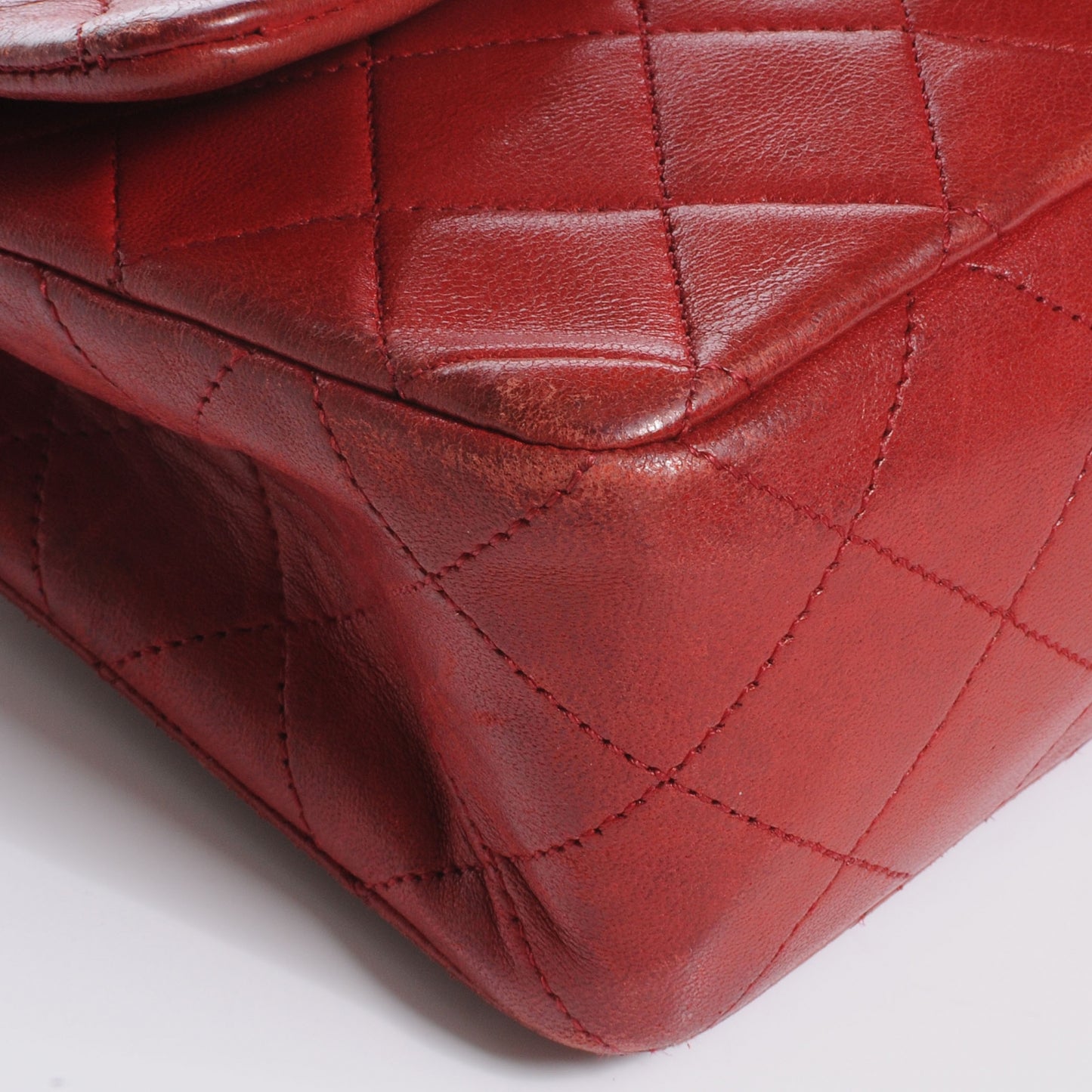 Lambskin Quilted Medium Double Flap Red