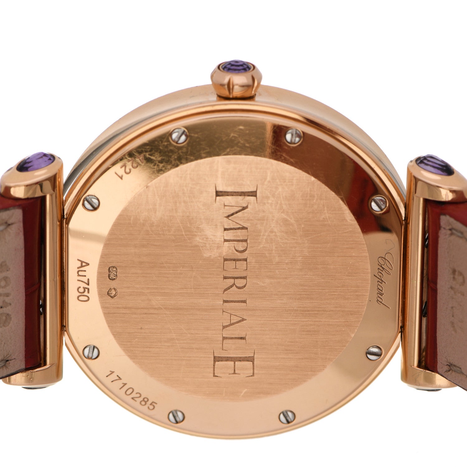Chopard 18K Rose Gold Alligator Diamond Bezel Mother of Pearl 36mm Imperiale Quartz Watch 4 of 8