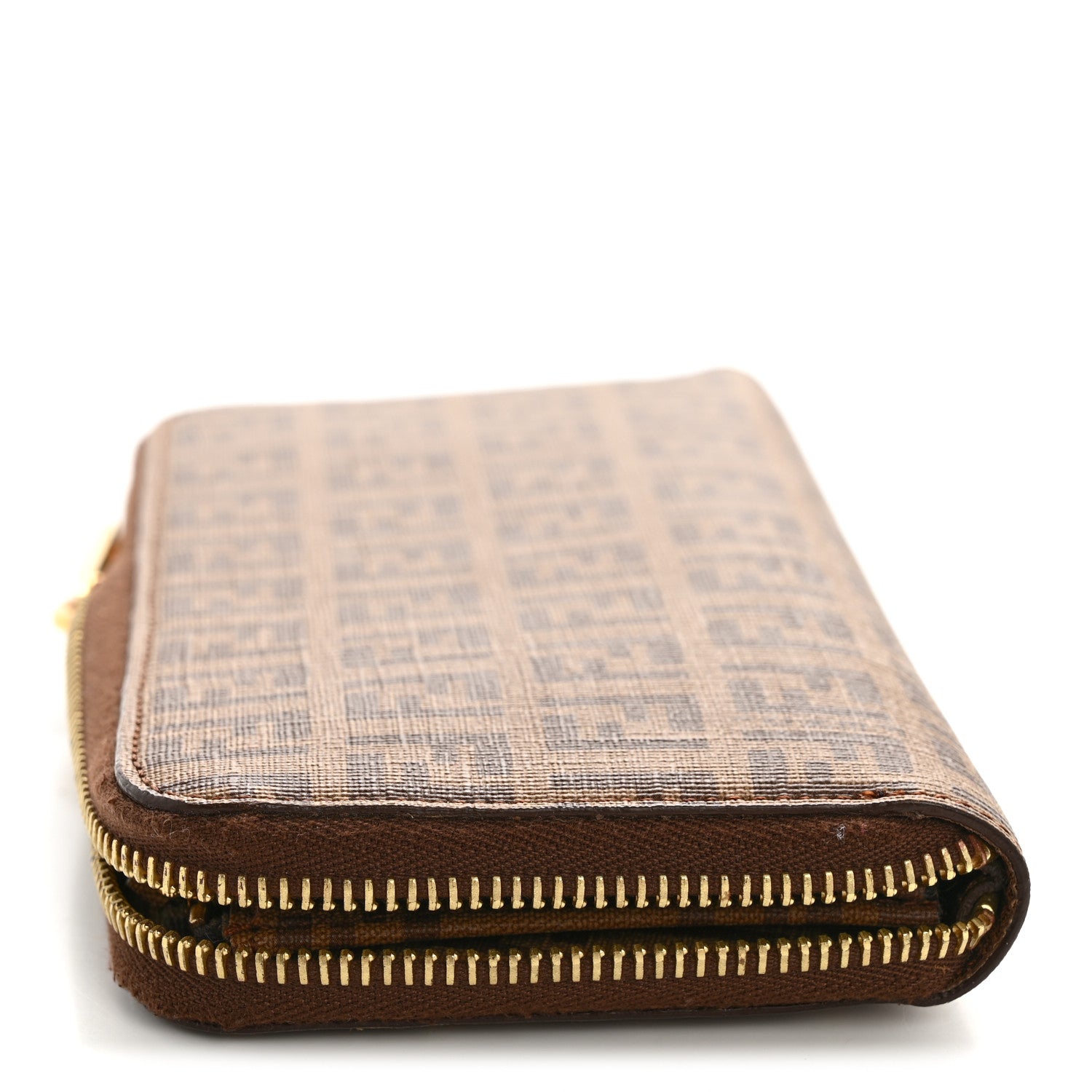 Fendi Zucchino Spalmati Forever Zip Around Wallet Nocciola 1881788