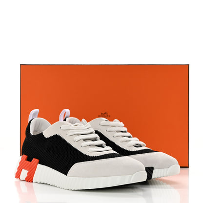 Hermes Air Mesh Suede Goatskin Bouncing Sneakers 38.5 Black Orange 9 of 9