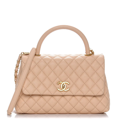 Chanel Caviar Quilted Small Coco Handle Flap Light Beige 1 of 8