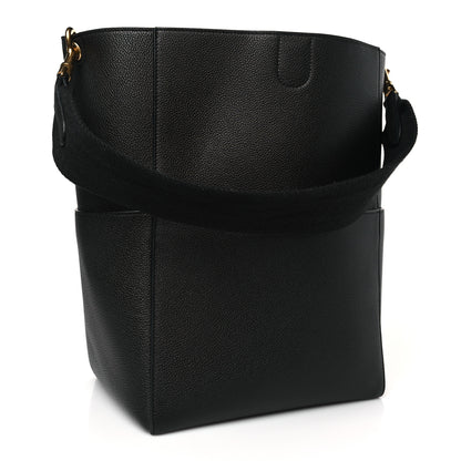 Celine Soft Grained Calfskin Sangle Bucket Bag Black 3 of 8
