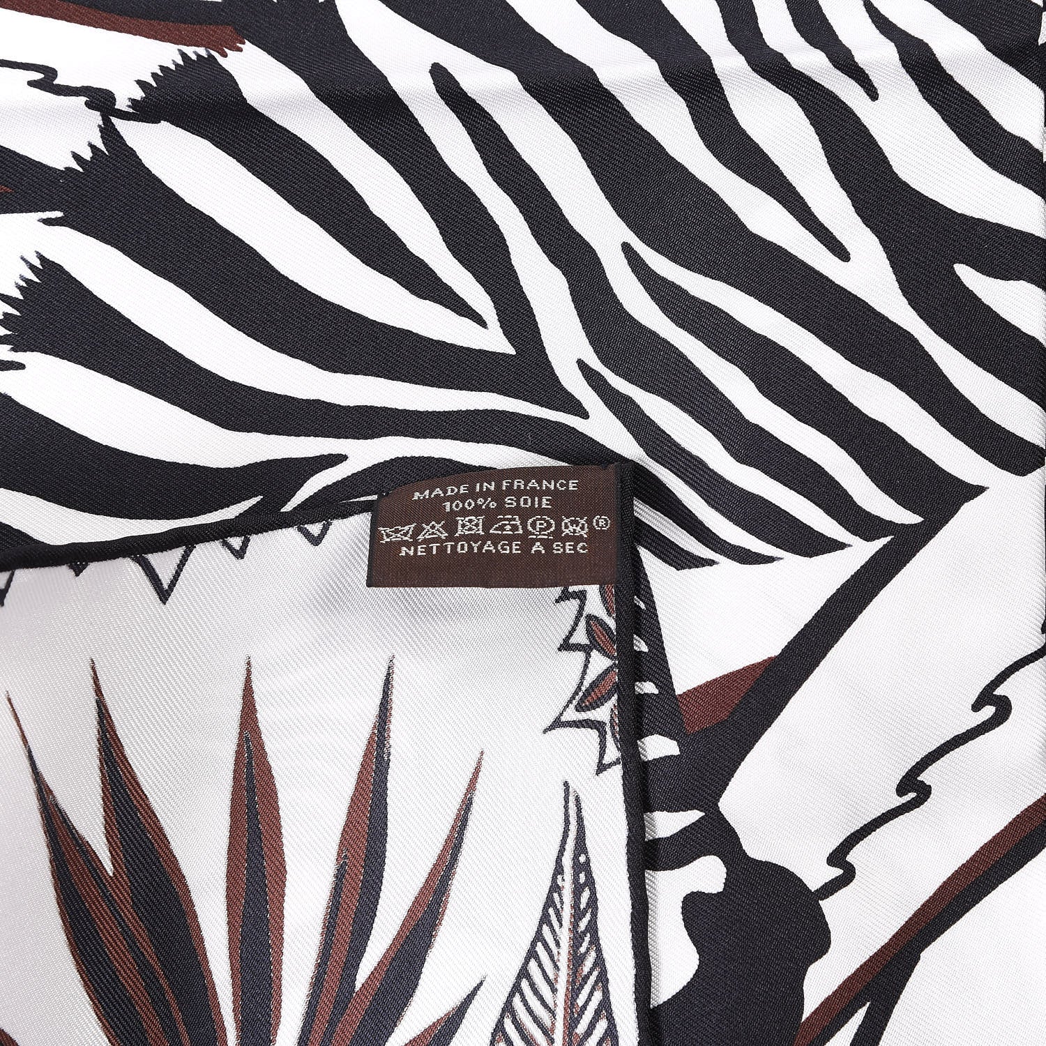 Hermes Silk Mountain Zebra Scarf 90 Marron Black White 8 of 8