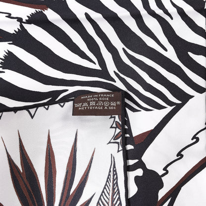 Hermes Silk Mountain Zebra Scarf 90 Marron Black White 8 of 8