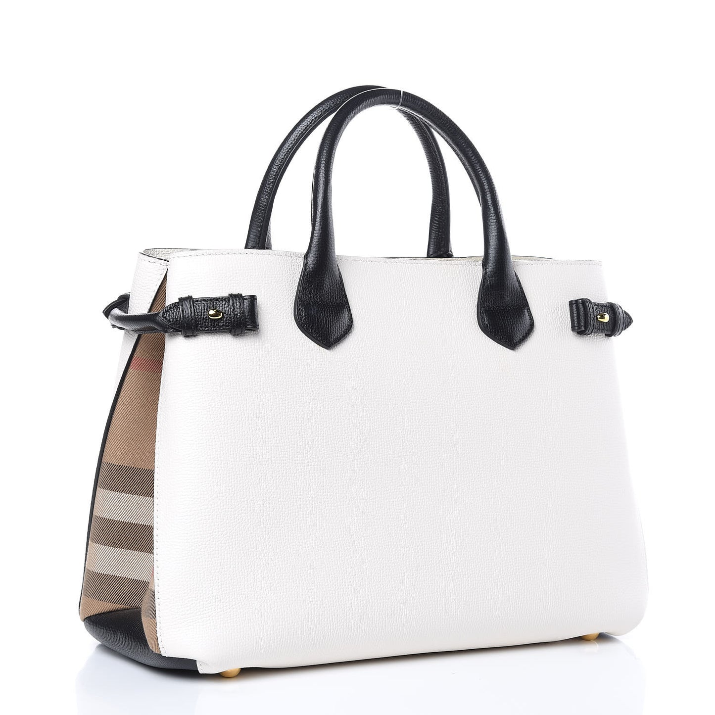 Derby Calfskin House Check Medium Bi-Color Banner Tote Natural Black